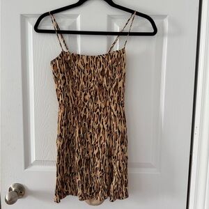 Sunday Best Brown Black Smocked Ruched Mini Dress